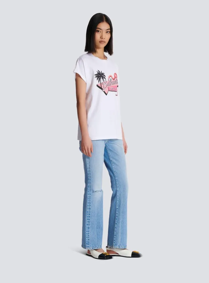 Flamingo Tshirt White Women Balmain TShirts