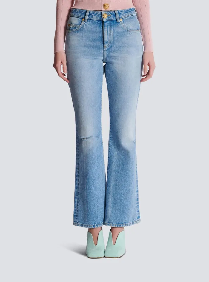 Flared Denim Jeans Blue Women Balmain Denim