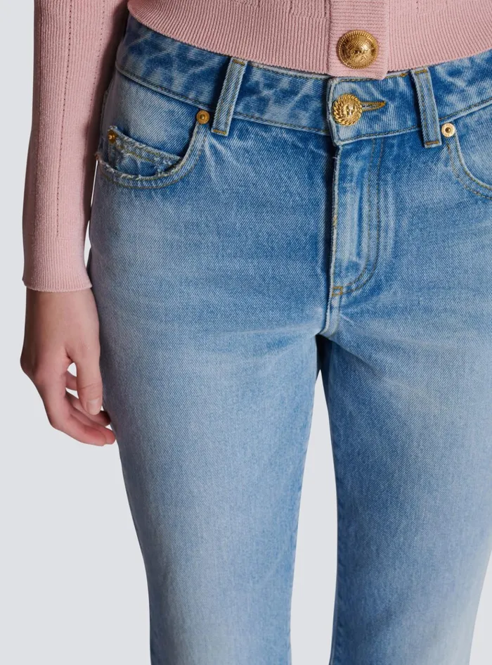 Flared Denim Jeans Blue Women Balmain Denim