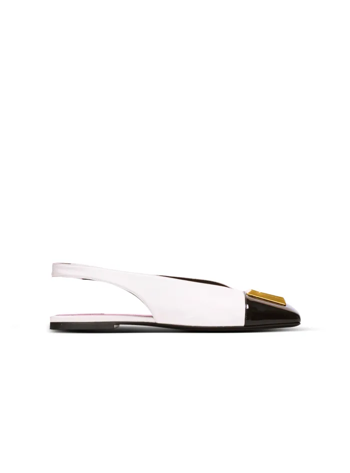 Flat Eden Slingbacks In Twotone Leather White Women Balmain Flat Shoes