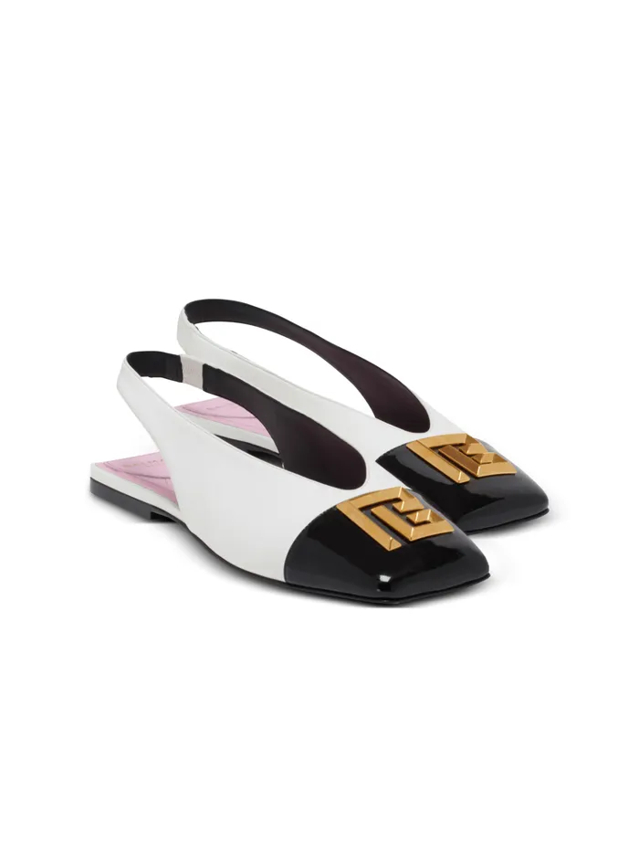 Flat Eden Slingbacks In Twotone Leather White Women Balmain Flat Shoes