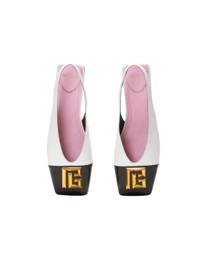 Flat Eden Slingbacks In Twotone Leather White Women Balmain Flat Shoes