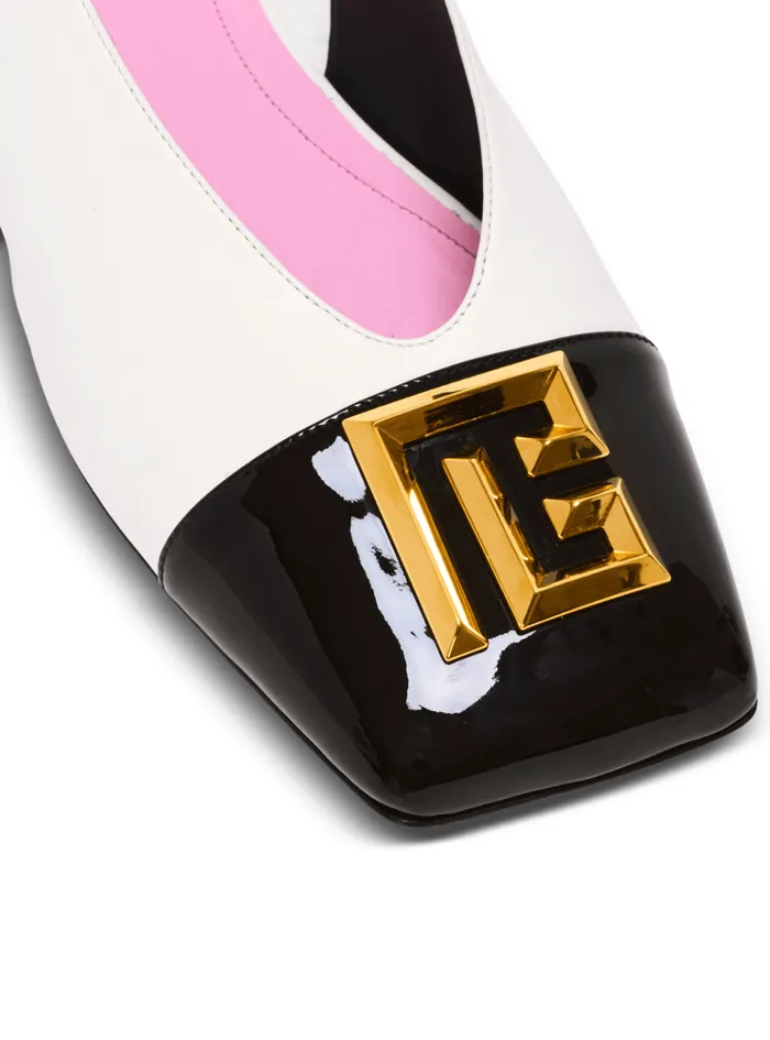 Flat Eden Slingbacks In Twotone Leather White Women Balmain Flat Shoes