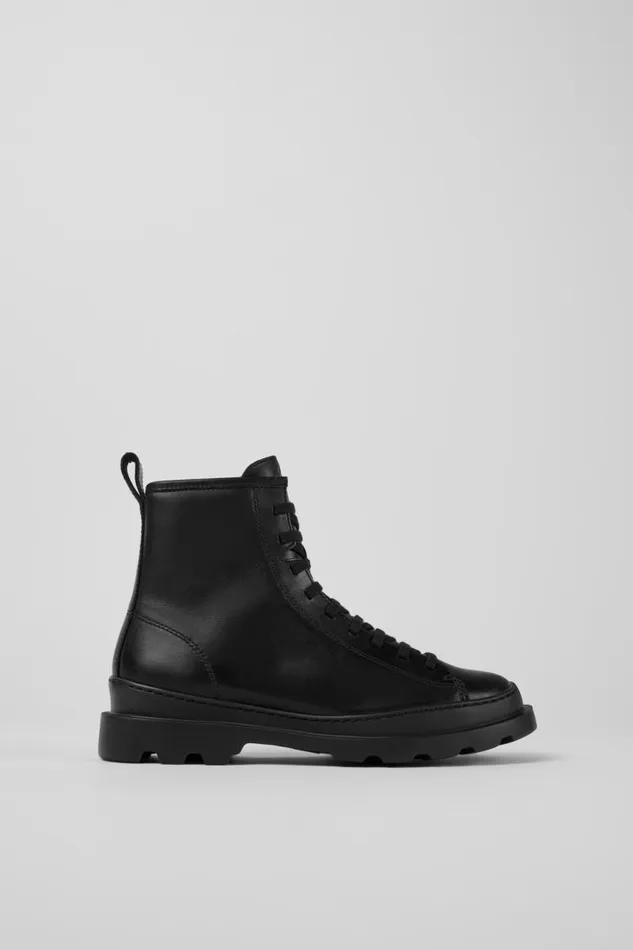 Flat Shoes Women Camper Brutus Black Leather Mid Boots Flat Shoes Women Camper Brutus Black Leather Mid Boots