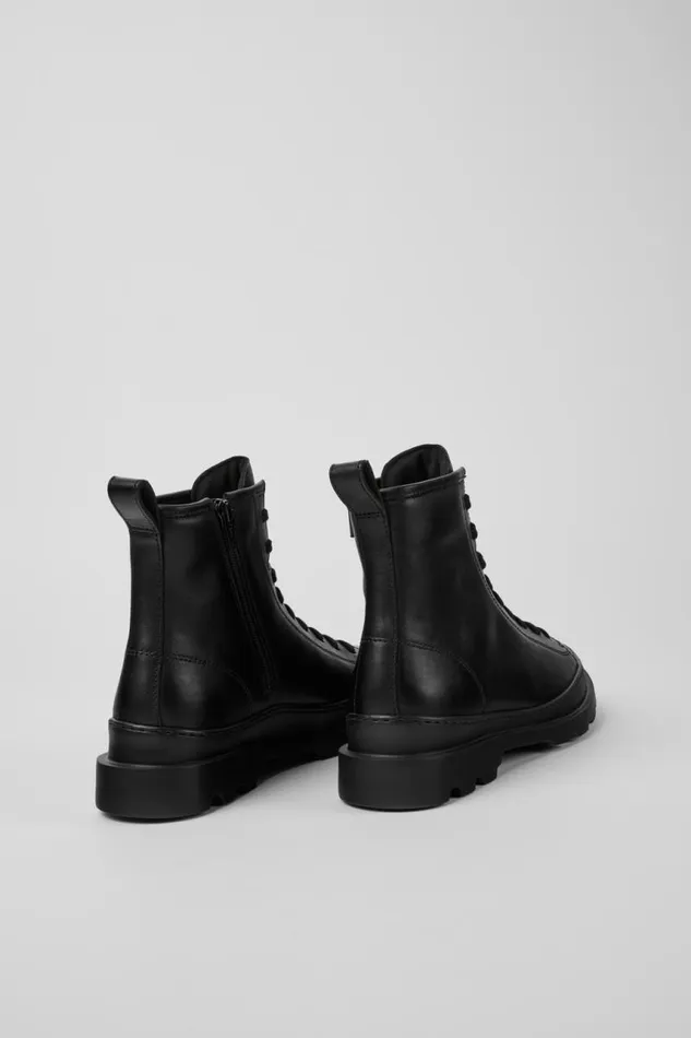 Flat Shoes Women Camper Brutus Black Leather Mid Boots Flat Shoes Women Camper Brutus Black Leather Mid Boots