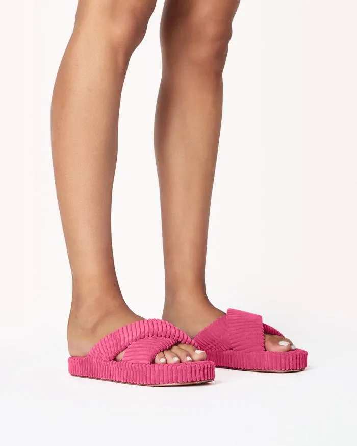 Flats Billini Sandals and Slides HUXLEY PINK RIBBED TERRY