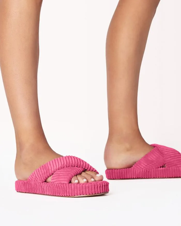 Flats Billini Sandals and Slides HUXLEY PINK RIBBED TERRY