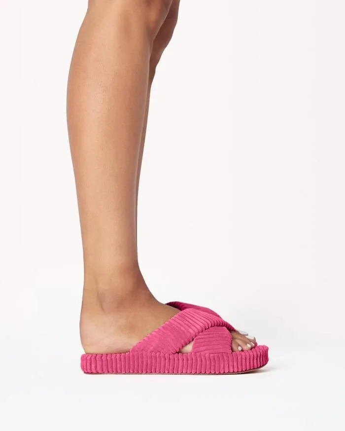 Flats Billini Sandals and Slides HUXLEY PINK RIBBED TERRY