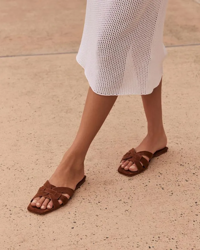Flats Billini Sandals and Slides RYLEY DARK TAN SUEDE