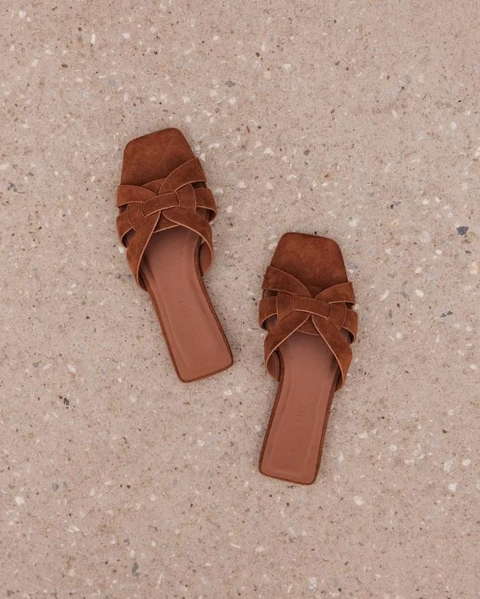 Flats Billini Sandals and Slides RYLEY DARK TAN SUEDE