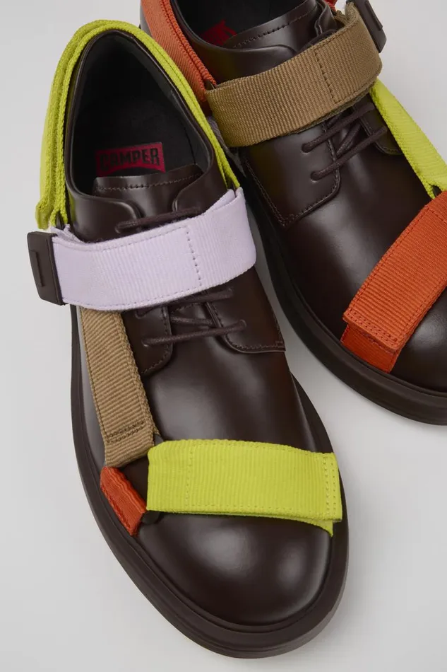 Formal Shoes Men Camper Twins Brown Leather And Textile Shoes