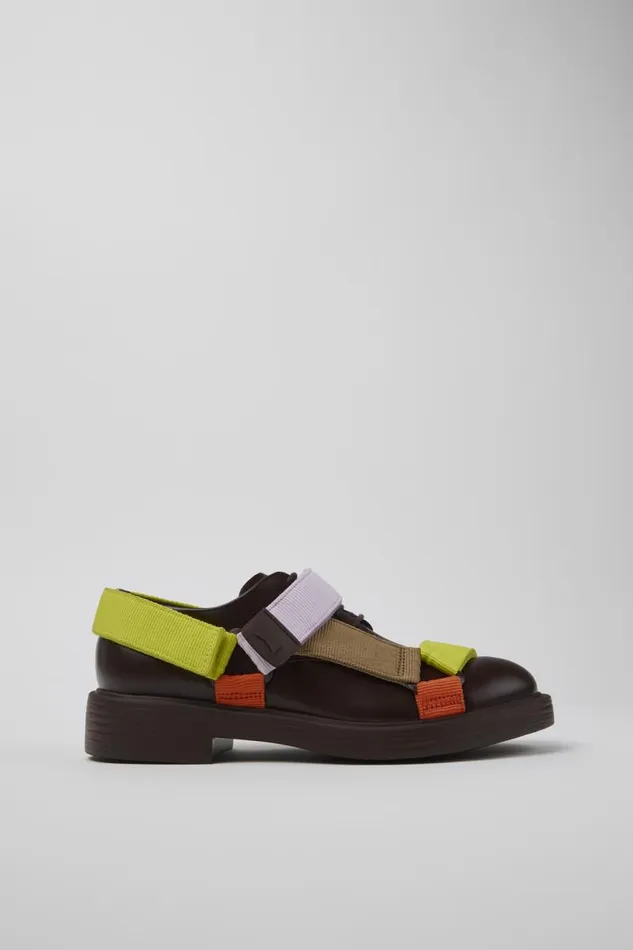 Formal Shoes Men Camper Twins Brown Leather And Textile Shoes