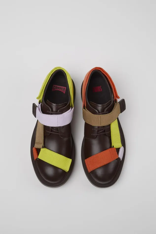 Formal Shoes Men Camper Twins Brown Leather And Textile Shoes