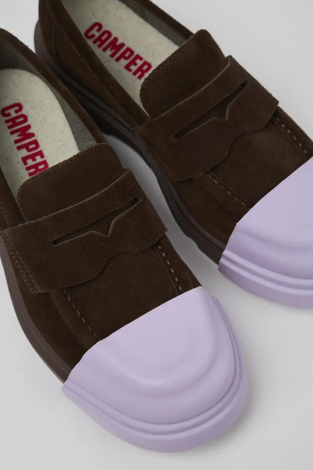Formal Shoes Women Camper Junction Brown Nubuck Loafers