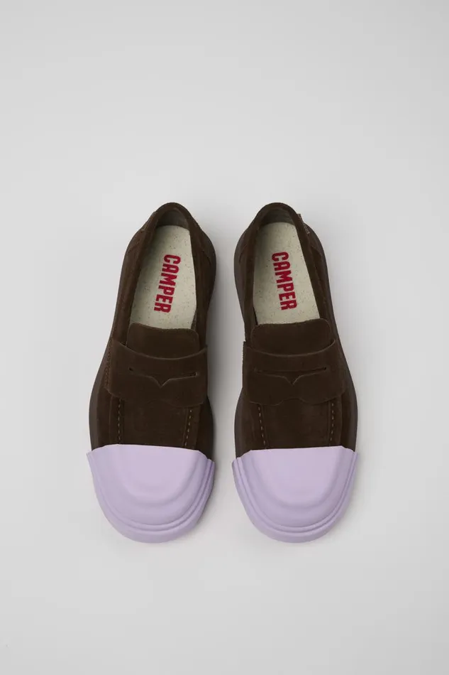 Formal Shoes Women Camper Junction Brown Nubuck Loafers Formal Shoes Women Camper Junction Brown Nubuck Loafers