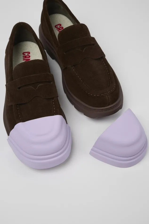 Formal Shoes Women Camper Junction Brown Nubuck Loafers Formal Shoes Women Camper Junction Brown Nubuck Loafers