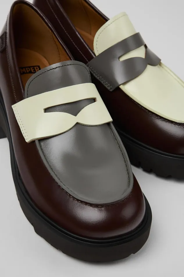 Formal Shoes Women Camper Twins Multicolored Leather Loafers