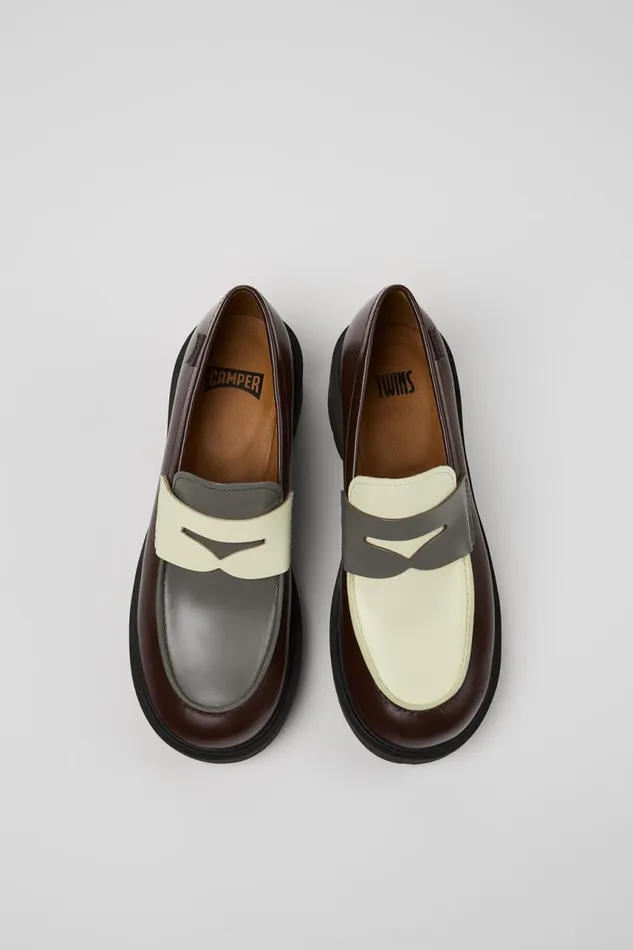 Formal Shoes Women Camper Twins Multicolored Leather Loafers