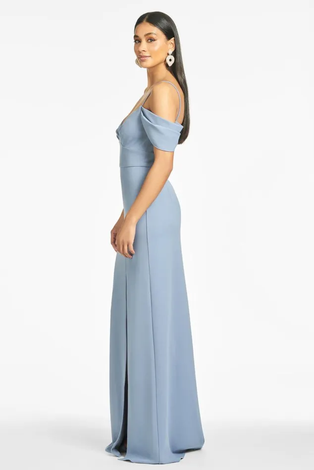 Formal Women Sachin and Babi Brittany 4Way Stretch Crepe Gown 8211 Slate Blue Formal Women Sachin and Babi Brittany 4Way Stretch Crepe Gown 8211 Slate Blue