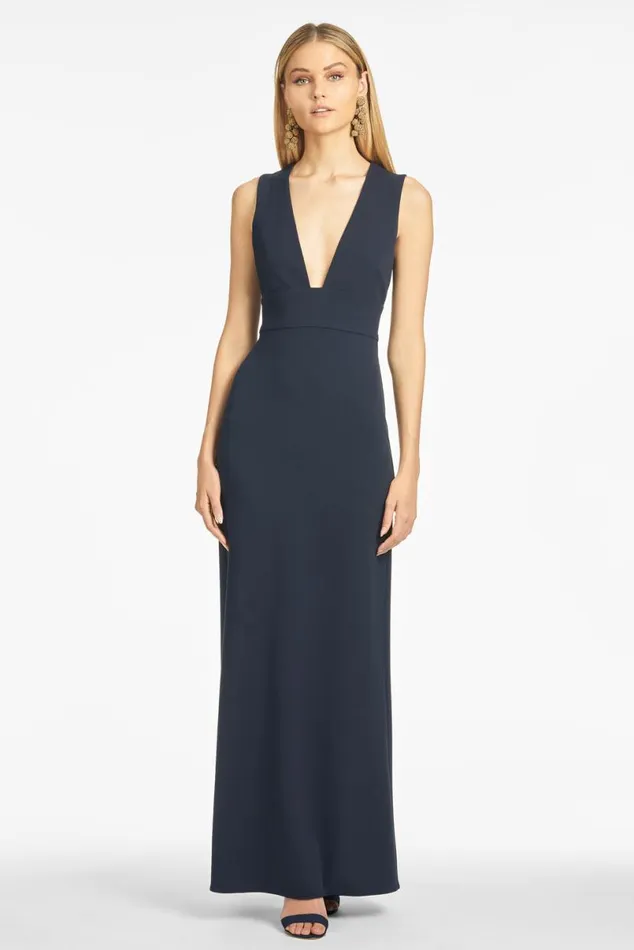 Formal Women Sachin and Babi Loretta 4Way Stretch Crepe Gown 8211 Navy