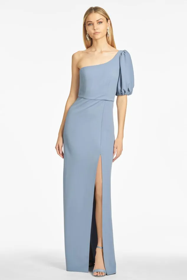 Formal Women Sachin and Babi Nadia 4Way Stretch Crepe Gown 8211 Slate Blue