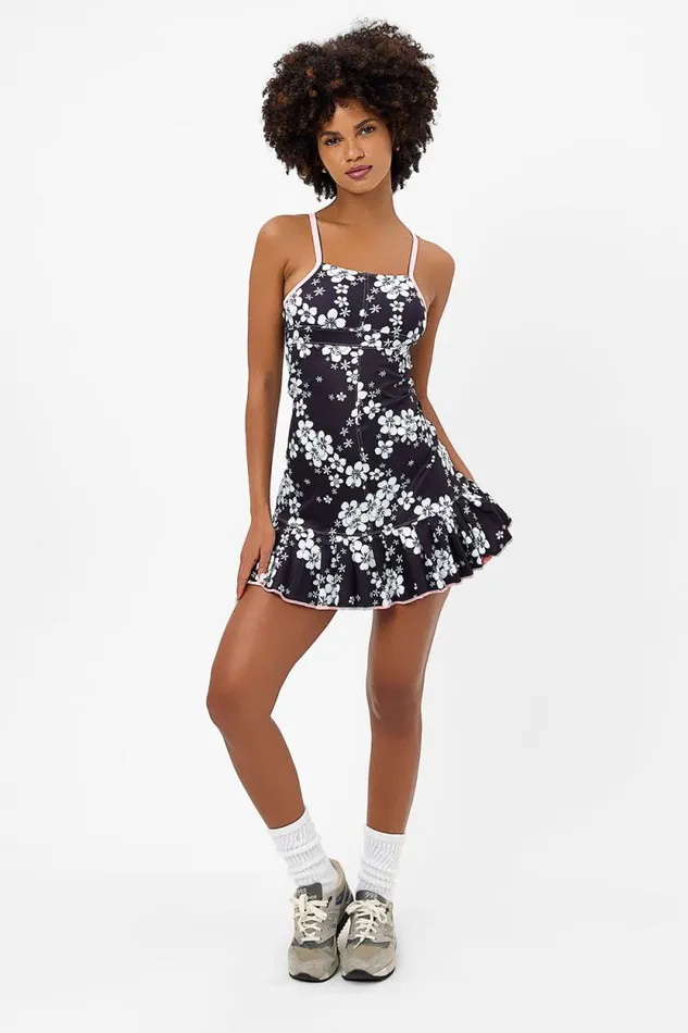 Frankies Bikinis Active Women Swift Floral Tennis Dress Plush Plumeria