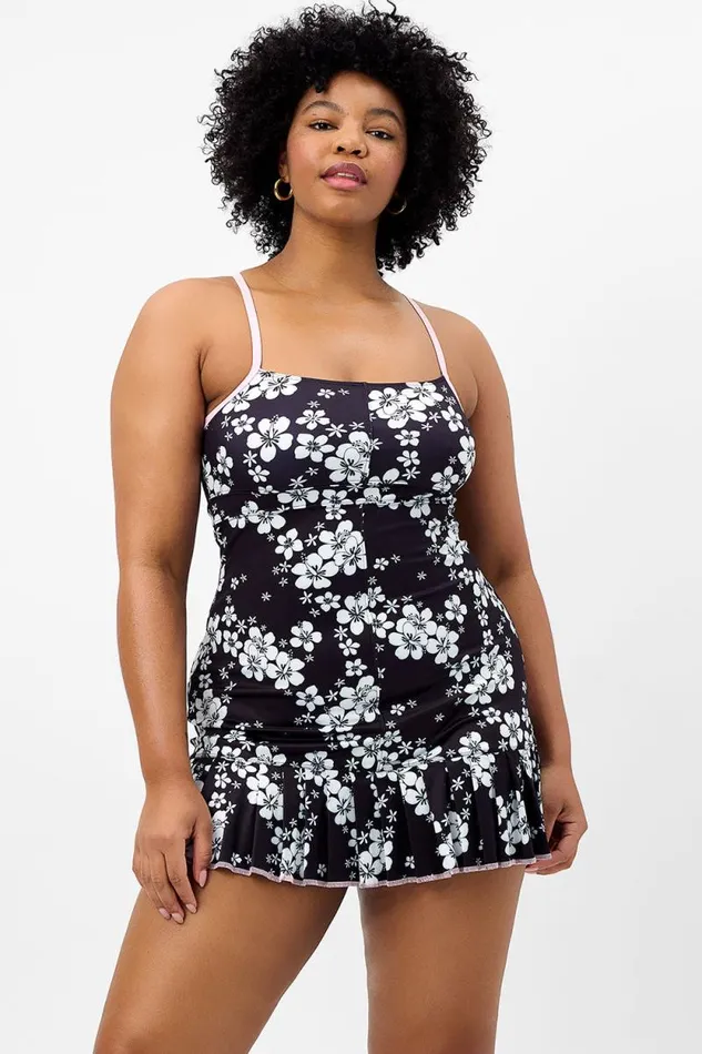 Frankies Bikinis Active Women Swift Floral Tennis Dress Plush Plumeria