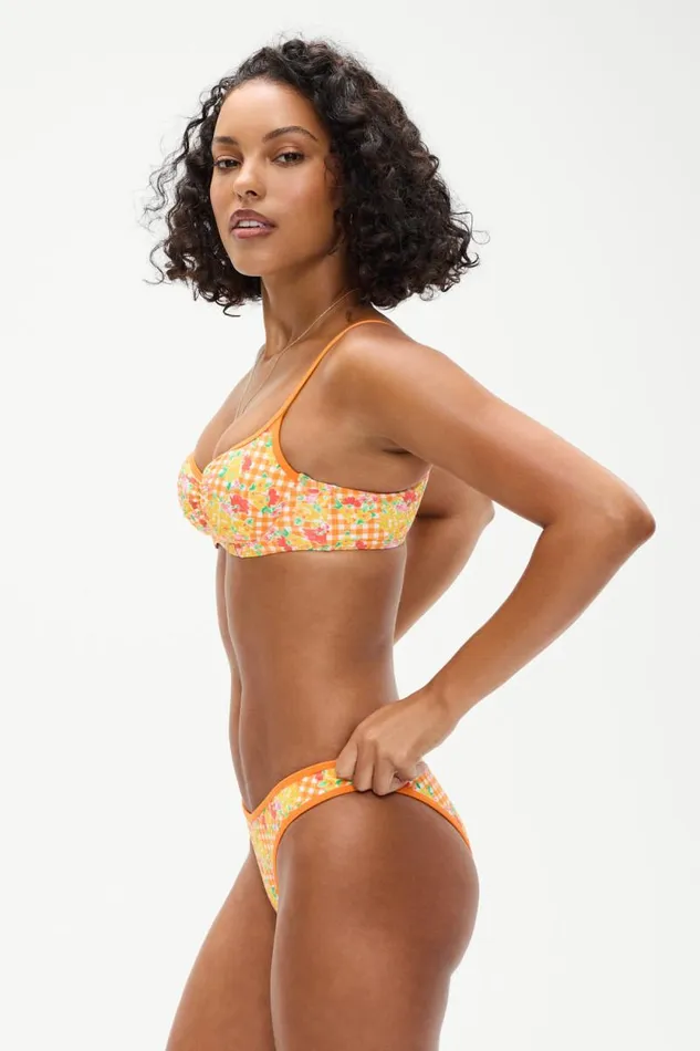 Frankies Bikinis Bikinis Women Dean Floral Underwire Bikini Top Marigold Gingham