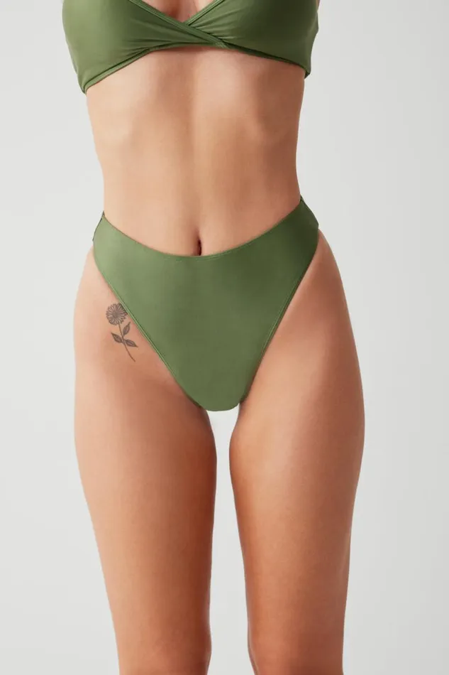 Frankies Bikinis Bikinis Women Laura High Waist Cheeky Bikini Bottom Sea Moss