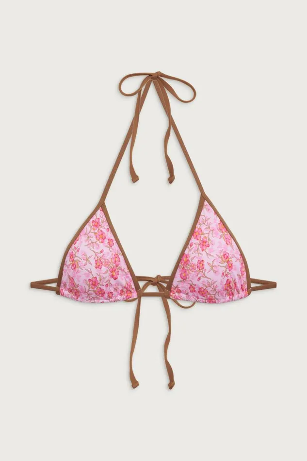 Frankies Bikinis Bikinis Women Nick Floral Triangle Bikini Top Watercolor Hibiscus