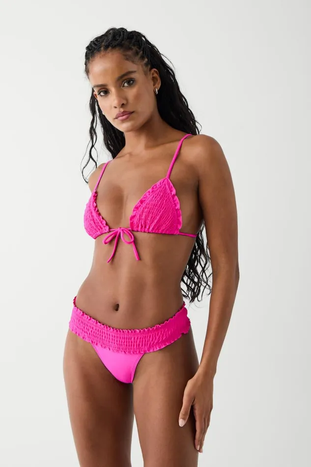 Frankies Bikinis Bikinis Women Penny Triangle Shine Bikini Top Candy Pink