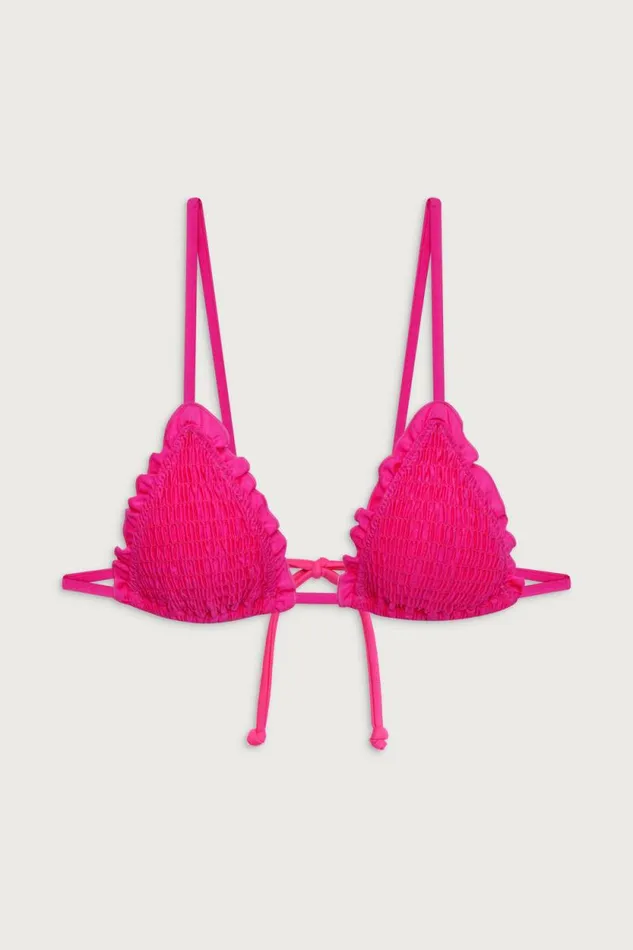 Frankies Bikinis Bikinis Women Penny Triangle Shine Bikini Top Candy Pink