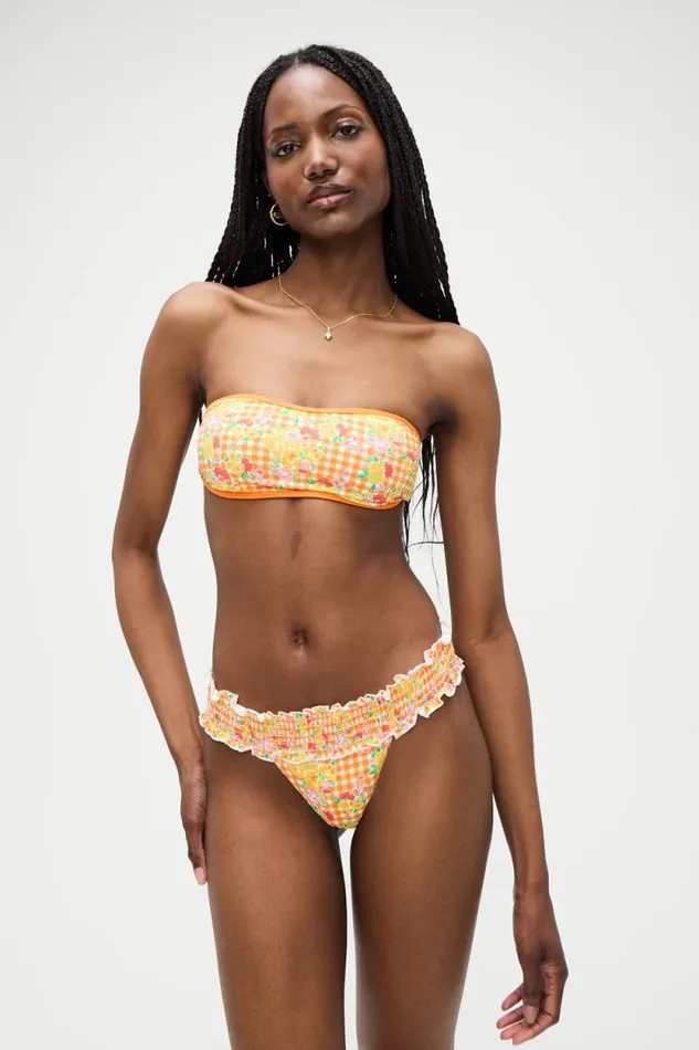 Frankies Bikinis Bikinis Women Rosabella Floral Bandeau Bikini Top Marigold Gingham