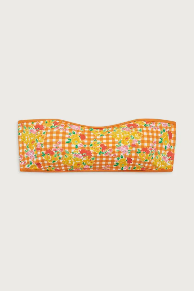Frankies Bikinis Bikinis Women Rosabella Floral Bandeau Bikini Top Marigold Gingham
