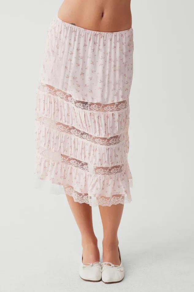 Frankies Bikinis Bottoms Women Solstice Floral Midi Skirt Baby Bouquet Pink