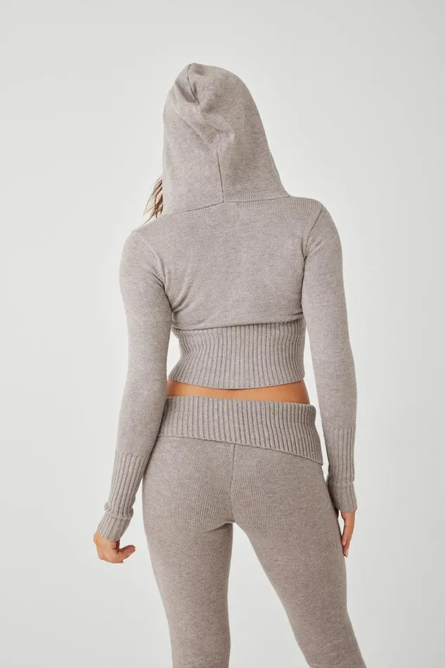 Frankies Bikinis Cloud Knits Women Aimee Cloud Knit Zip Up Hoodie Heather Grey