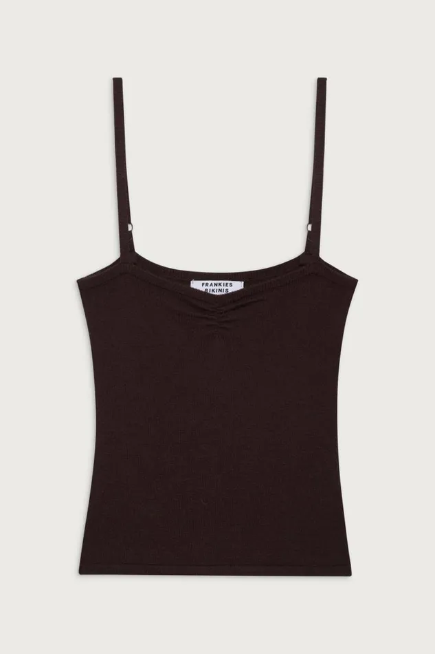 Frankies Bikinis Cloud Knits Women Carmen Lightweight Knit Tank Mocha