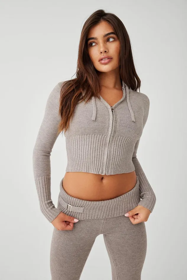 Frankies Bikinis Cloud Knits Women Fleur Cloud Knit Low Rise Pant Heather Grey