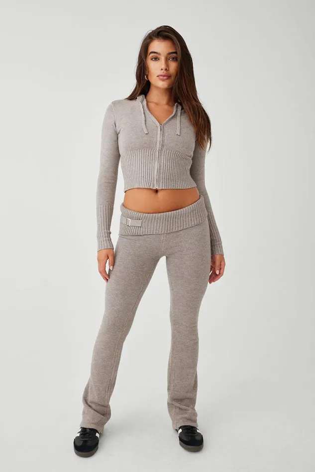 Frankies Bikinis Cloud Knits Women Fleur Cloud Knit Low Rise Pant Heather Grey