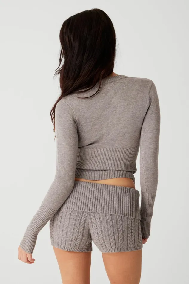 Frankies Bikinis Cloud Knits Women Lenon Cloud Knit Button Up Cardigan Dark Pearl