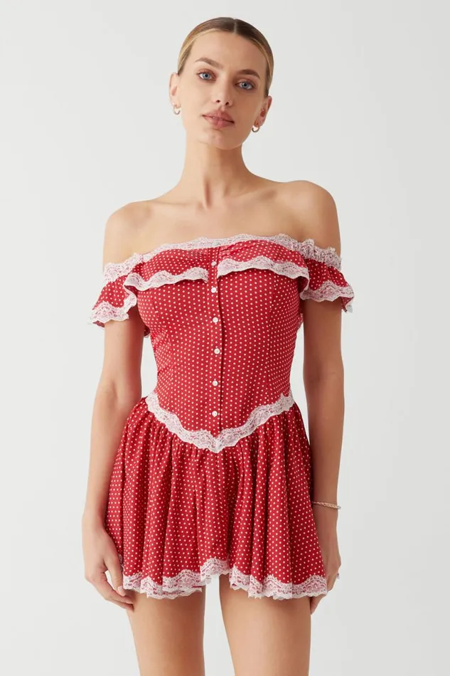 Frankies Bikinis Dresses Women Charli Mini Dress Scarlet Dot