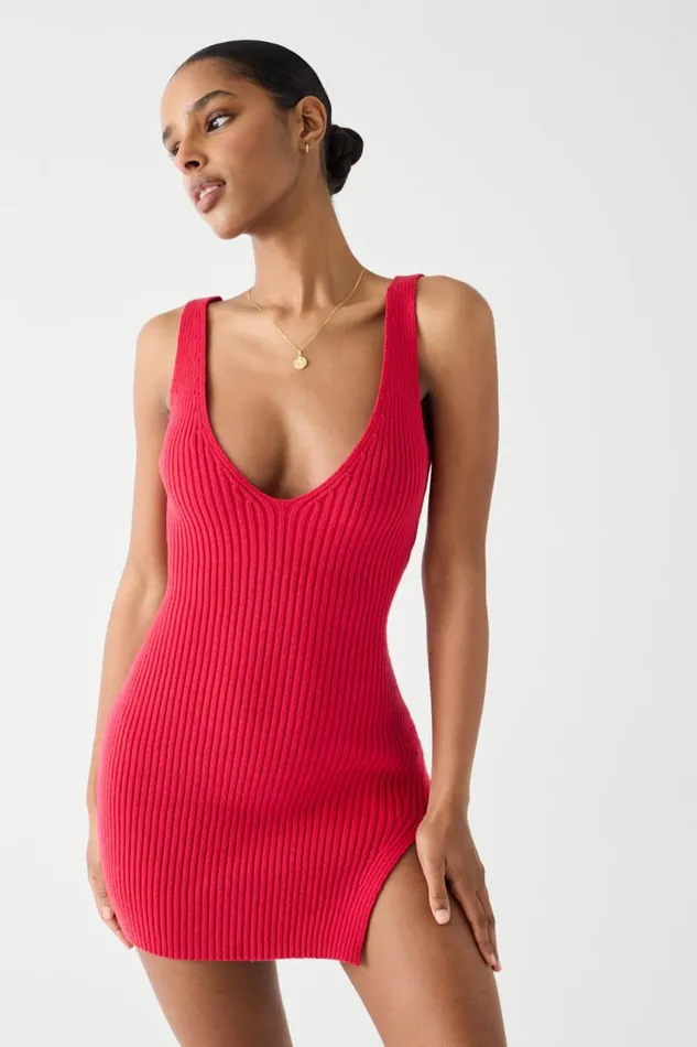 Frankies Bikinis Dresses Women Lady Cloud Knit Mini Dress Burning Love