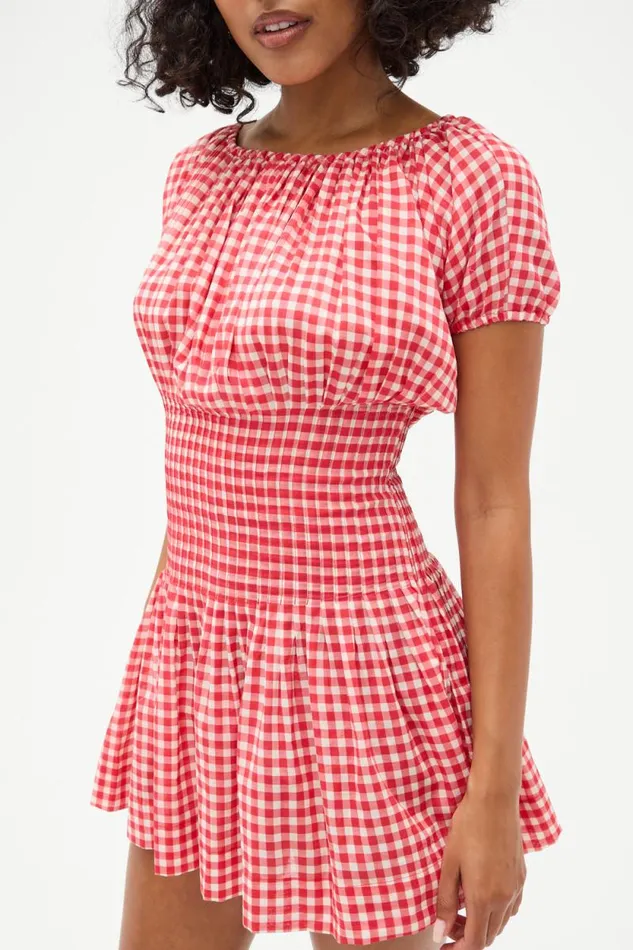 Frankies Bikinis Dresses Women Sadie Gingham Mini Dress Cherry Gingham