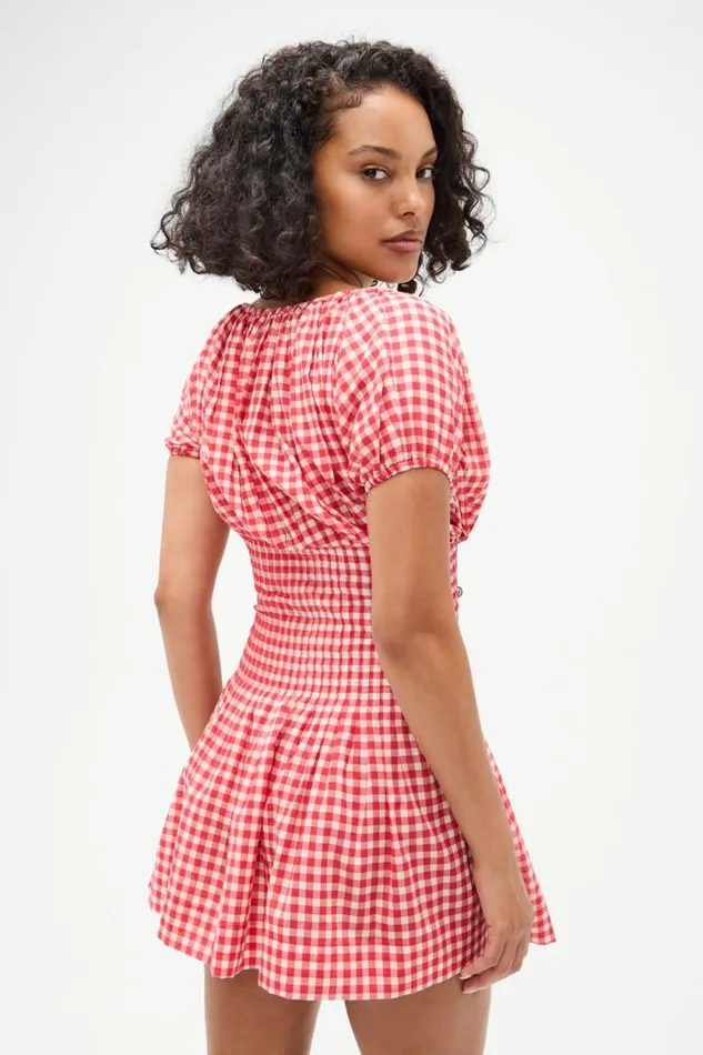 Frankies Bikinis Dresses Women Sadie Gingham Mini Dress Cherry Gingham