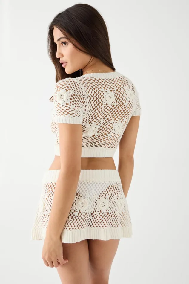 Frankies Bikinis Matching Sets Women Adaline Crochet Mini Skirt White