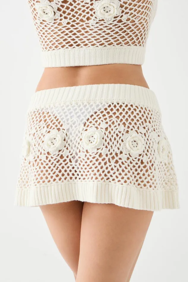 Frankies Bikinis Matching Sets Women Adaline Crochet Mini Skirt White