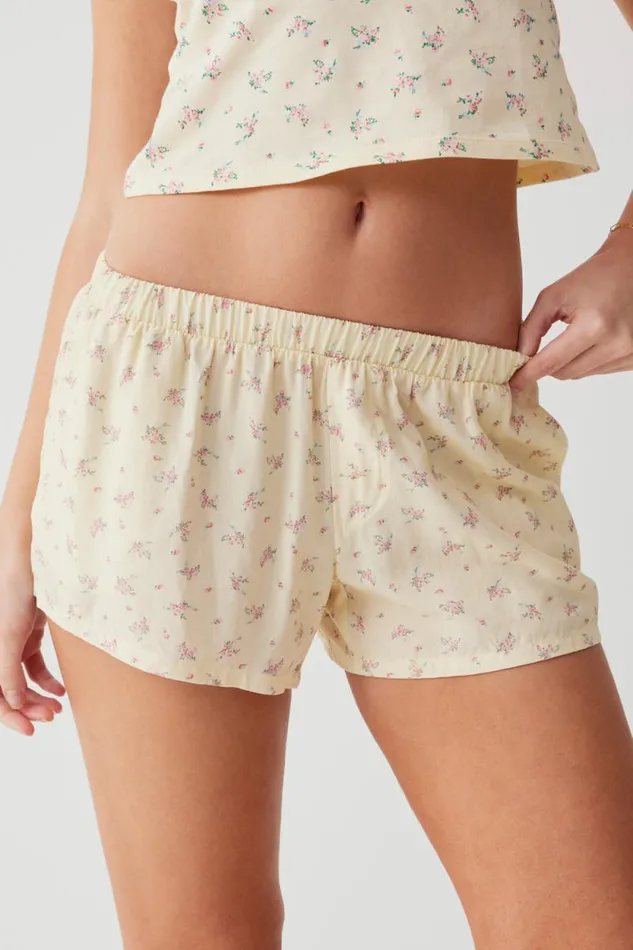 Frankies Bikinis Matching Sets Women Farmhouse Floral Mini Short Buttercup Bouquet