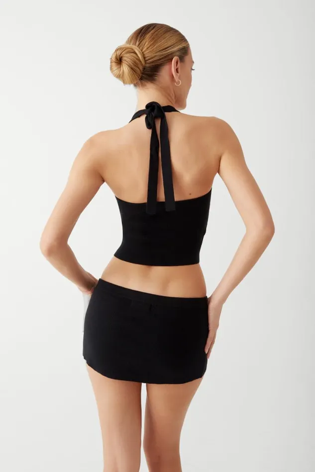Frankies Bikinis Matching Sets Women Marialla Knit Mini Skort Black