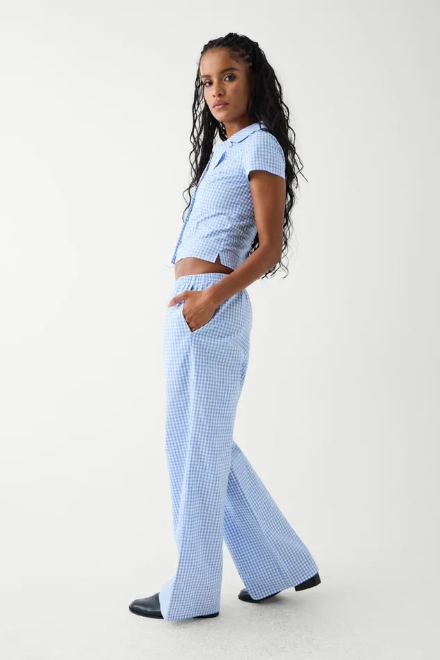 Frankies Bikinis Matching Sets Women Raleigh Cotton Pant Cloud Gingham