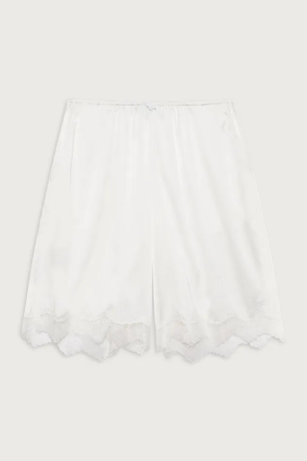 Frankies Bikinis Matching Sets Women Snuggle Satin Capri Short White